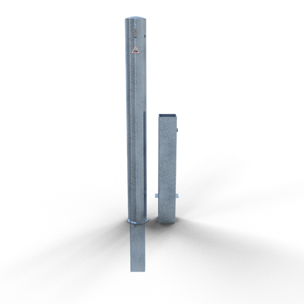 Barrier posts | Steel tube  89 x 2,9 mm | removable, with profile cylinder lock | hot-dip galvanized